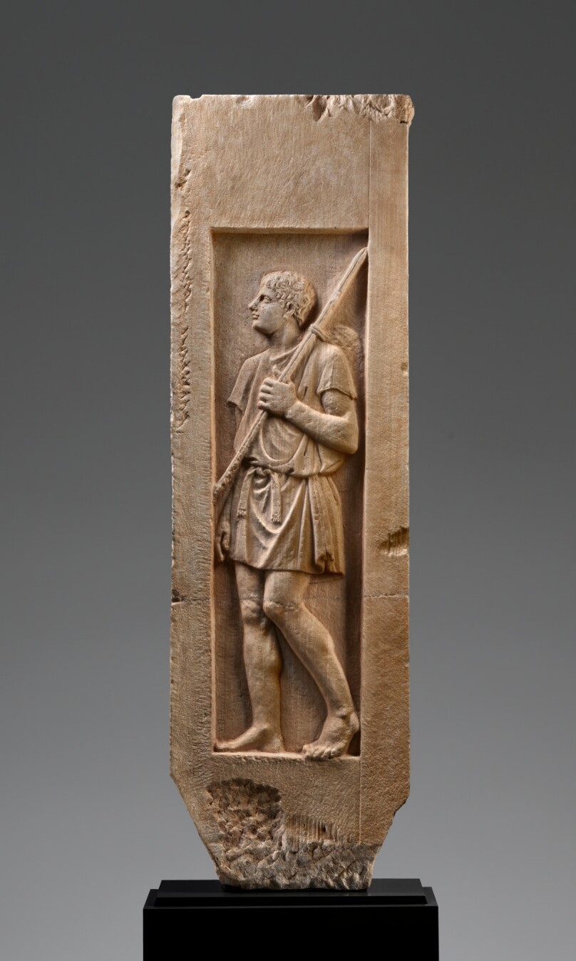 Side Panel of a Grave Naiskos with the Relief of a Young Hunter