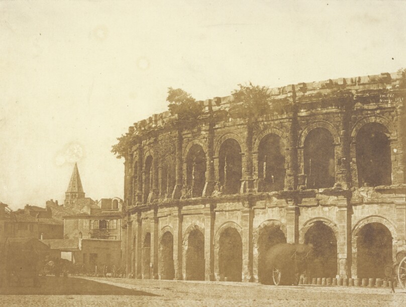 [View of the antique amphitheatre in Nîmes]