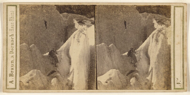 Oberland Bernois. Sauvetage du guide Jean-Michel, tombe dans une crevasse du glacier inferieur de Grindelwald, le 16 Sept...1863