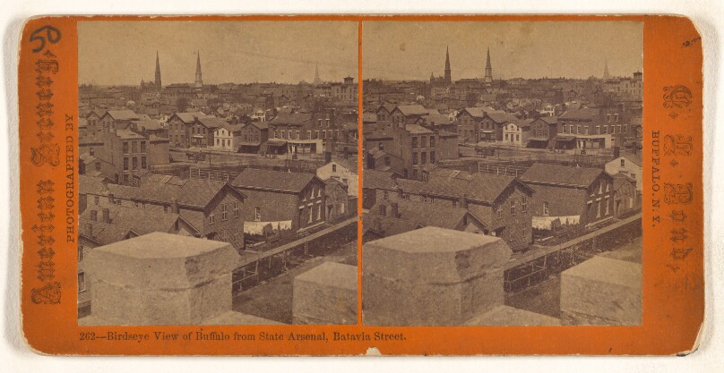 Birdseye View of Buffalo from State Arsenal, Batavia Street.