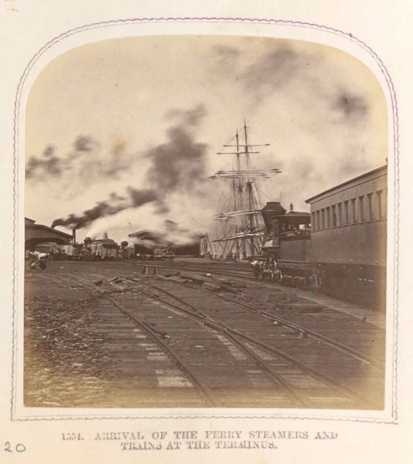 Arrival of the Ferry Steamers and Trains at the Terminus