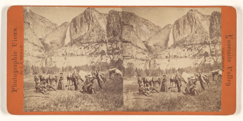 [Party at Yosemite Falls, California]