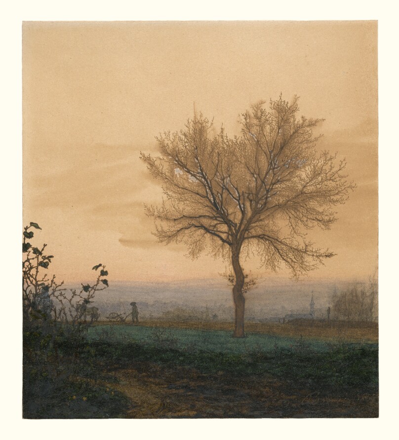 Landscape with a Bare Tree and a Plowman