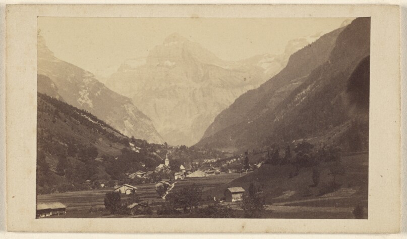 [Unidentified valley view with mountain at center background]