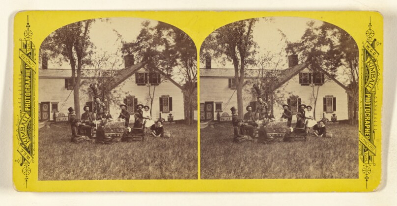 Rear View, with picnic party. ["Rest Valley," Canterbury, New Hampshire. The Old Homestead of Hon. J.M. Harper]