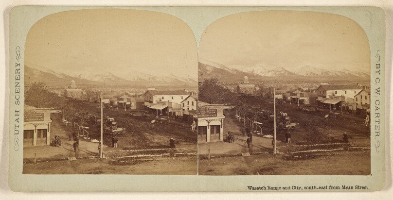 Wasatch Range and City, south-east from Main Street. [Utah]
