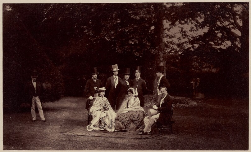 Group of their Royal Highnesses the Princess Clementine de Saxe Cobourg Gotha, her Sons and Daughter, the Duke d'Aumale, the Count d'Eu, the Duke d'Alencon, and the Duke de Penthievre.