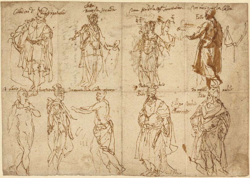 Costume Studies for Sophocles' "Oedipus Tyrannus" (recto); Costume Studies for Sophocles' "Oedipus Tyrannus" (verso)