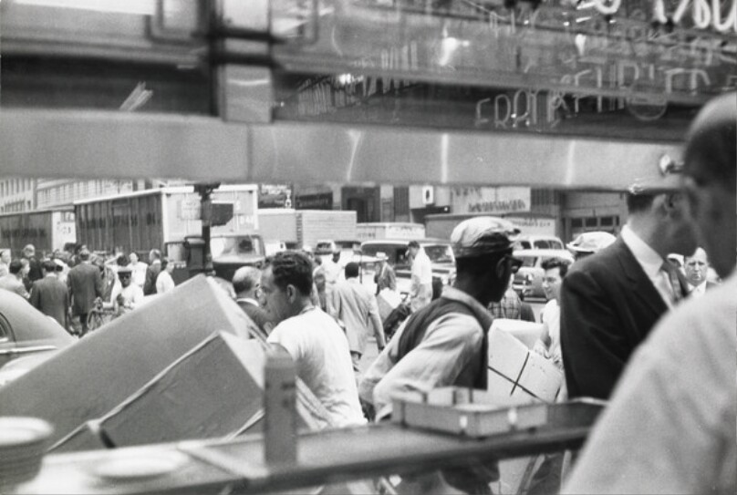 New York City's Garment Center Near 7th Avenue. "This is the center of the world, mass-produced, all wrapped up and delivered."
