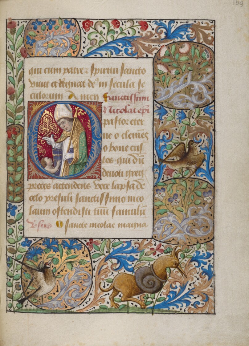 Initial O: Saint Nicholas Blessing a Child