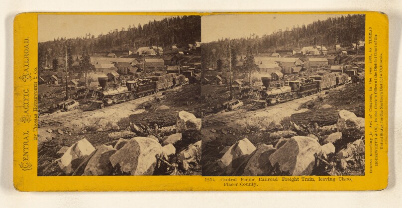 Central Pacific Railroad Freight Train, leaving Cisco, Placer County.