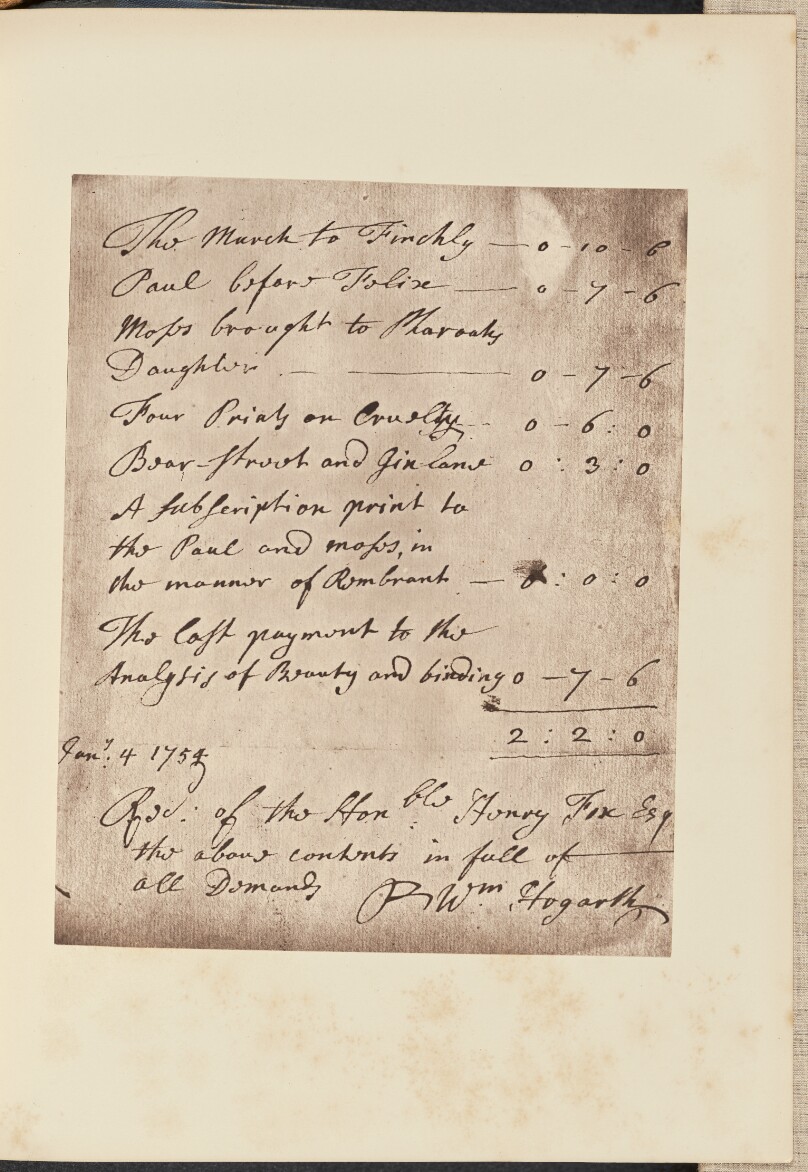 Facsimile of William Hogarth's Autograph