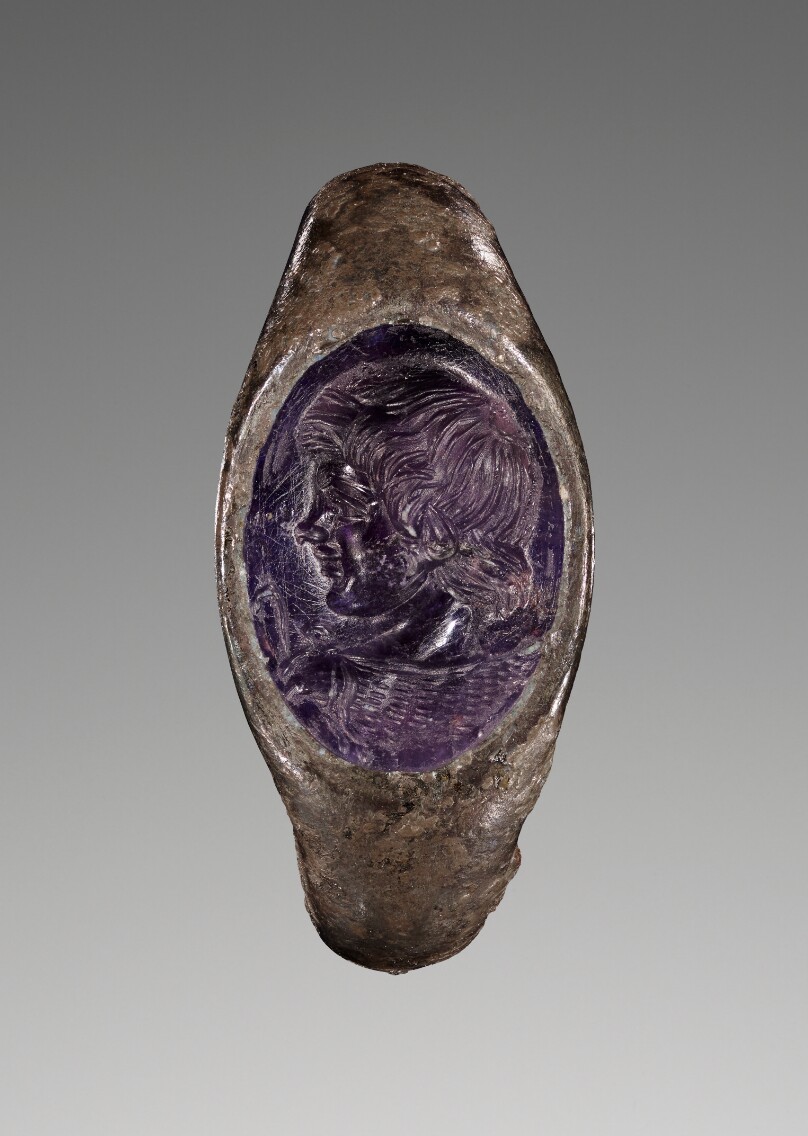 Engraved Gem with the Bust of a Young Satyr inset into a Ring