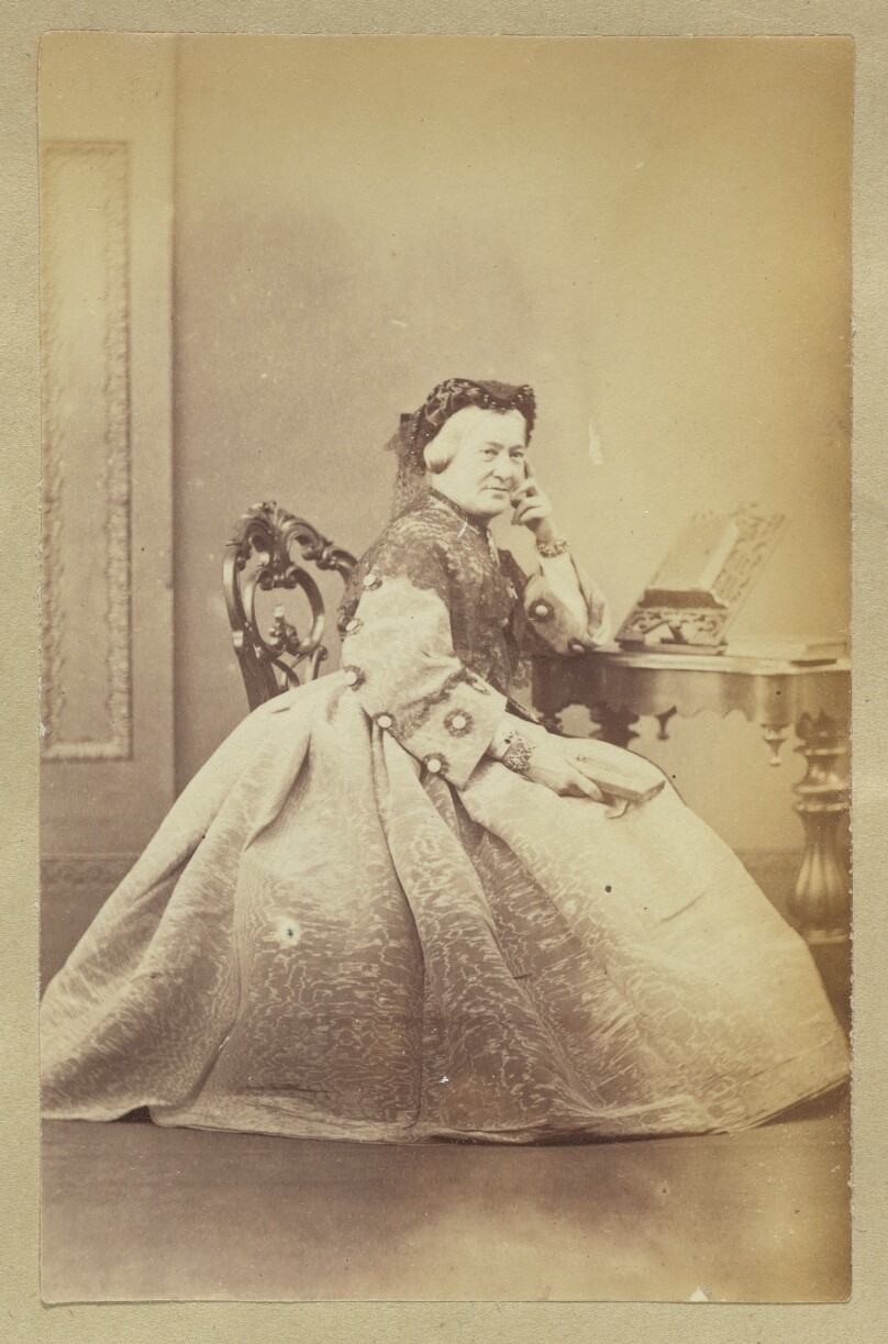 [Portrait of woman wearing lace shawl]