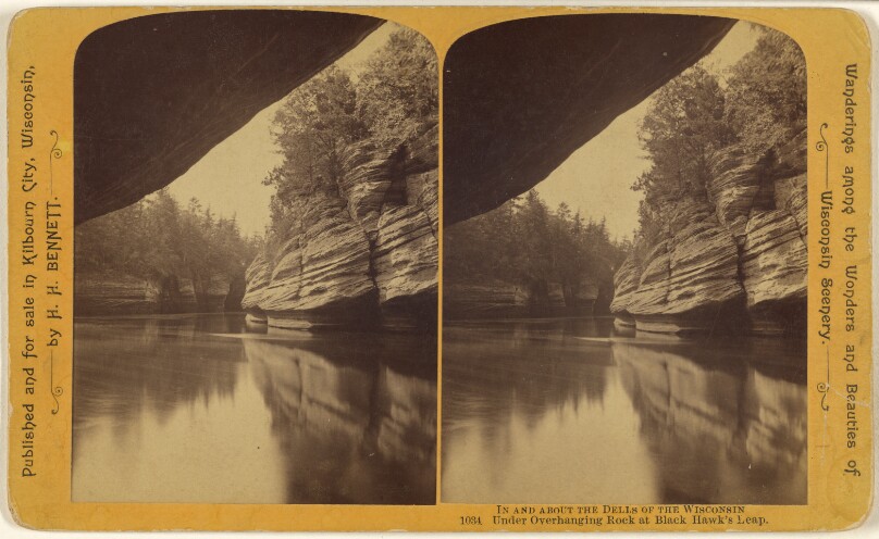 Under Overhanging Rock at Black Hawk's Leap. [Wisconsin Dells]