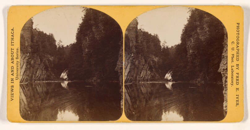 Looking up from Dam. [Ithaca Gorge, N.Y.]