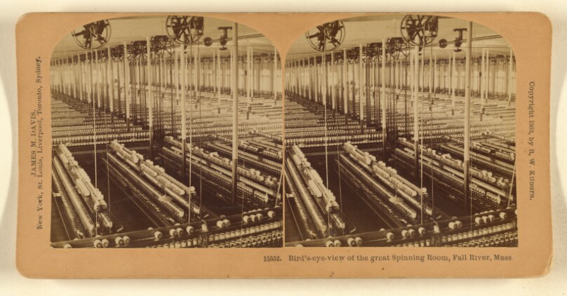 Bird's-eye-view of the great Spinning Room, Fall River, Mass.