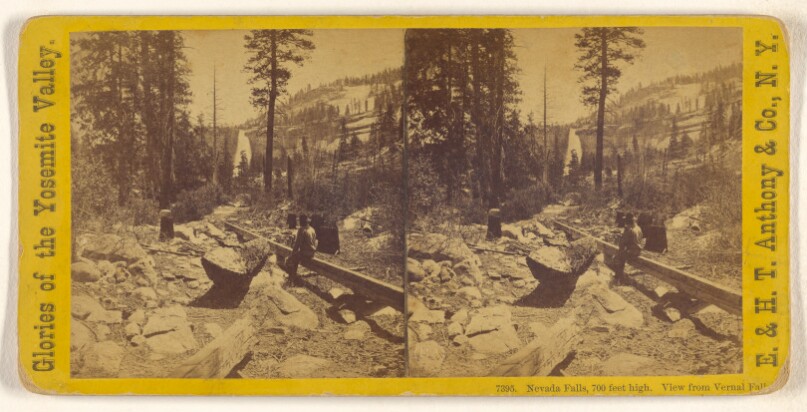 Nevada Falls, 700 feet high. View from Vernal Falls.