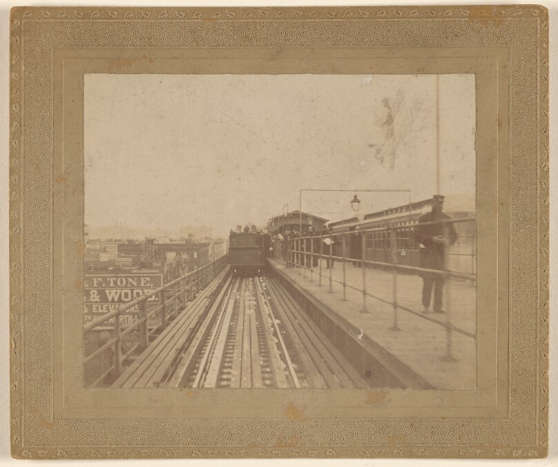 [View of a train departing the station]