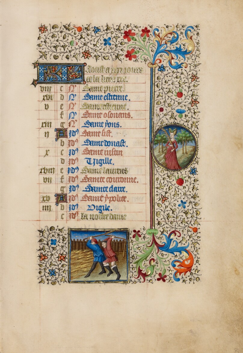 August Calendar Page; Threshing; Virgo