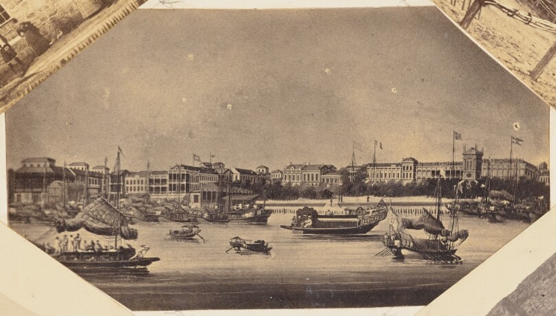 [Photographic Copy of a Drawing of Victoria Harbor and the Hong Kong Skyline]