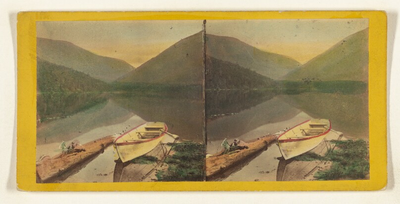 Echo Lake, from the Outlet, showing the Notch. [White Mountain - Franconia Range.]