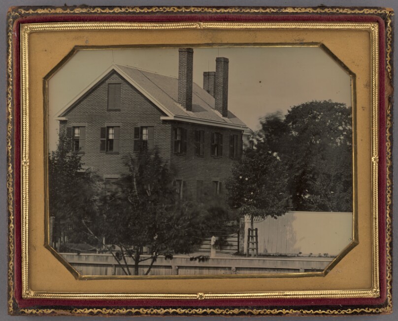 [View of Two-storey House with Three Chimneys]