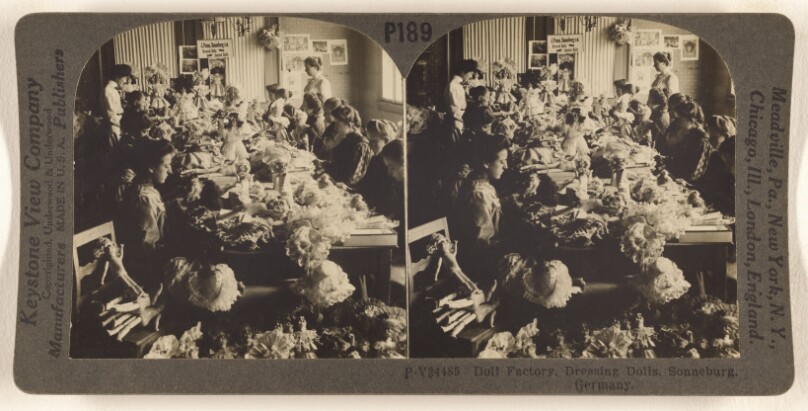 Doll Factory, Dressing Dolls, Sonneburg, Germany.