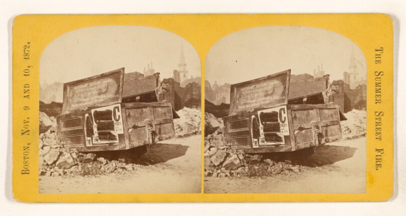 [Revere National Bank Safe. Franklin St. cor. Devonshire St. Boston, Nov. 9 and 10, 1872. The Summer Street Fire.]