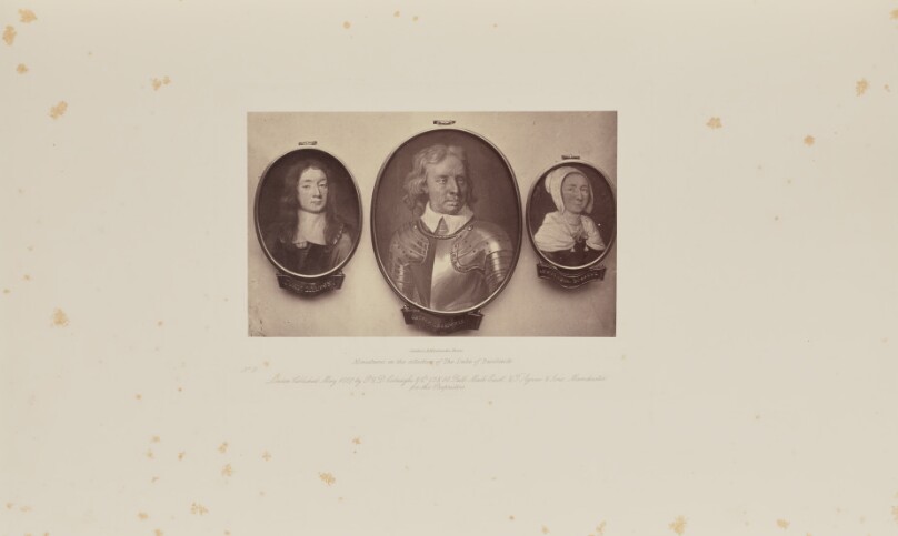 [Three miniature portraits of John Milton, Oliver Cromwell, and Lady Rachel Russell]