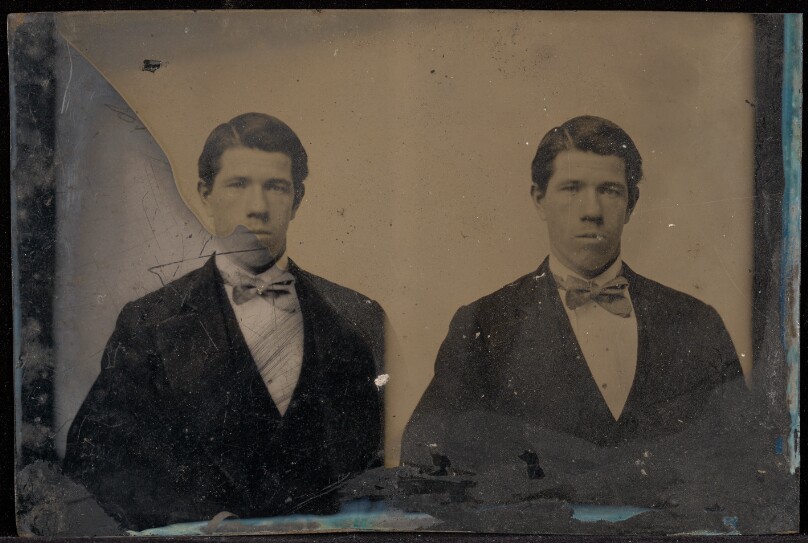[Double portrait of a young man wearing bow tie]