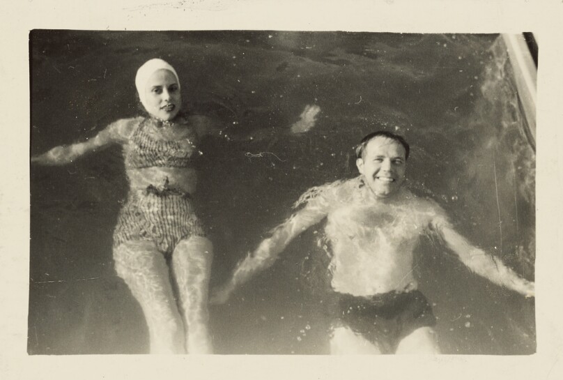 Couple swimming