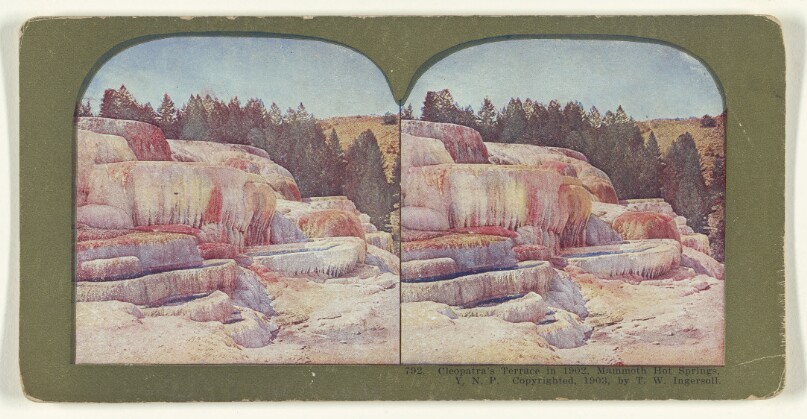 Cleopatra's Terrace in 1902, Mammoth Hot Springs, Y.N.P.