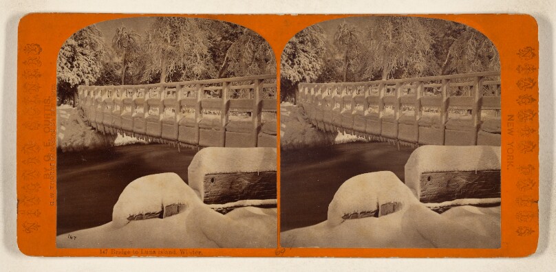 Bridge to Luna Island, Winter.  [Niagara Falls, New York]