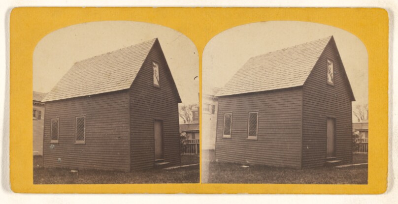 Roger Williams Church. (The first Church built in Salem, erected in 1634, now preserved as a relic, in rear of Plummer Hall.)