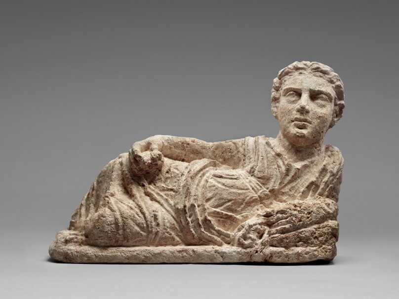 Lid of a Cinerary Urn with a Reclining Female Figure