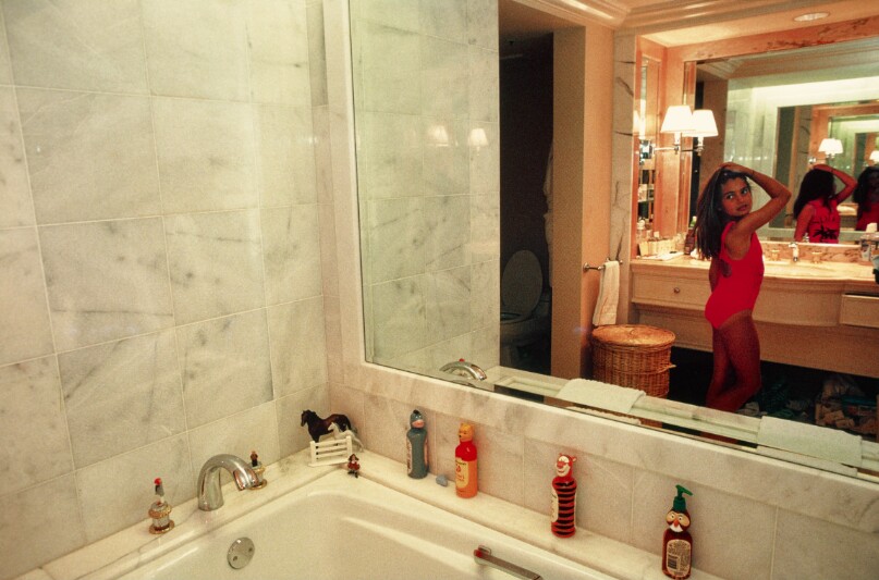Emily in her bathroom in the Presidential Suite of the Peninsula Hotel, Beverly Hills