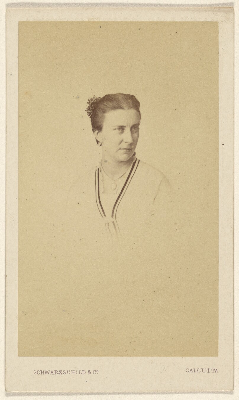 [Unidentified woman with hair in bun, in vignette style]