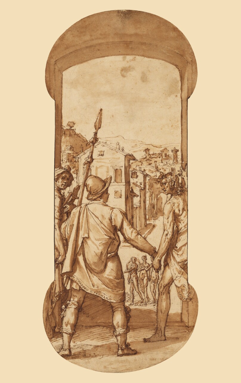 Taddeo Returns to Rome Escorted by Drawing and Spirit toward the Three Graces