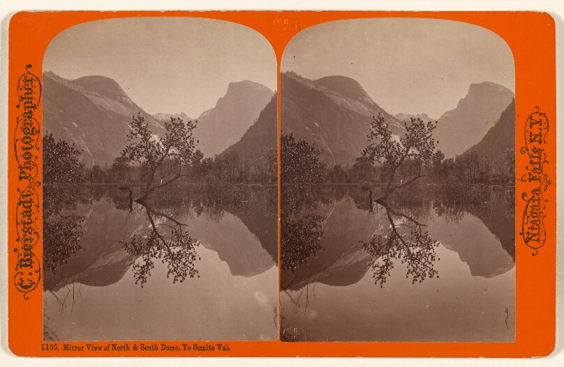 Mirror View of North & South Dome. Yo Semite Val.