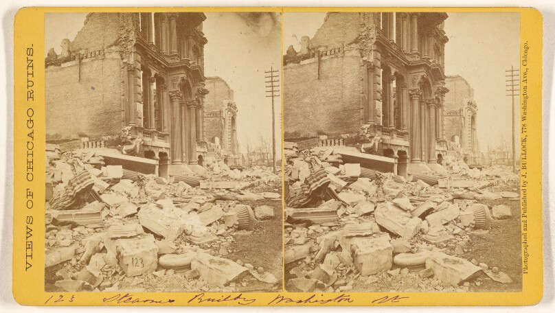 [Steam Building Washington Street, Ruins of the Chicago Fire, 1871]