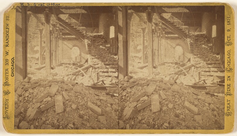Among the Ruins in Chicago. Post Office, Interior view, North end.