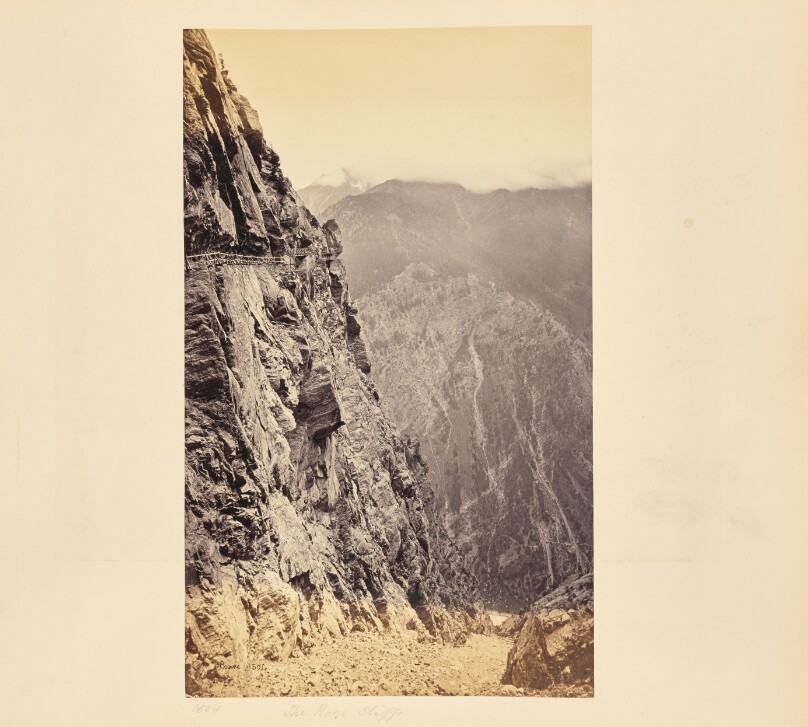 The Cliff at Rogi, Showing the Height of the Cliff from the Bed of the Sutlej