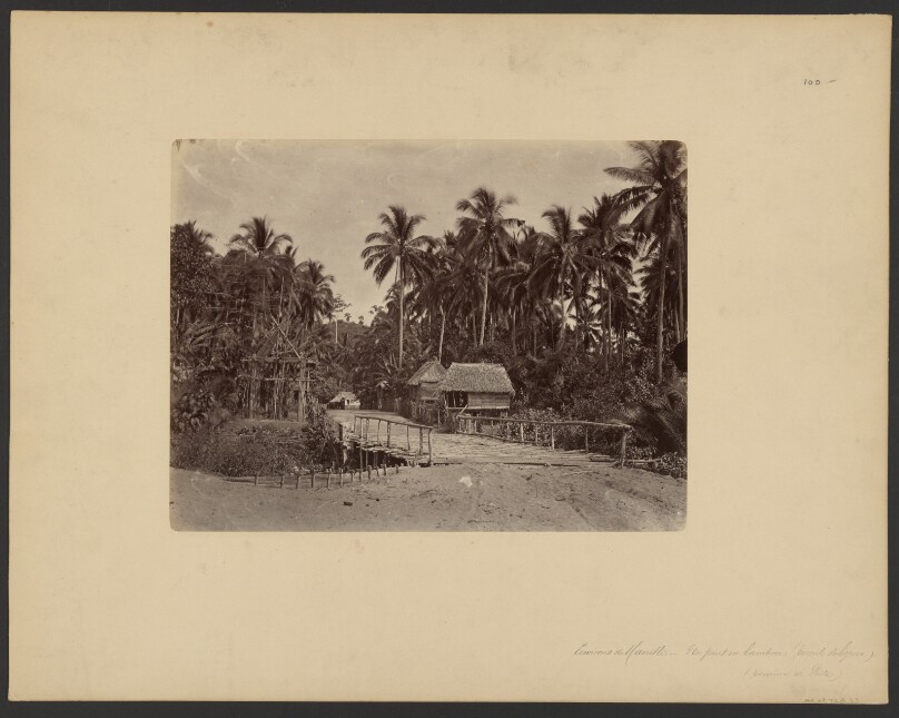 [Enivrons de Manille, un pont en bambou, province de Leyte]