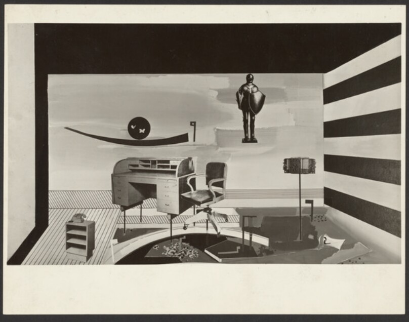 [Abstract office scene]