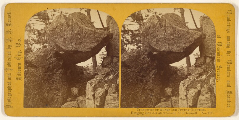 Hanging Boulder on westside of Petenwell. [Adams & Juneau counties, Wisconsin]
