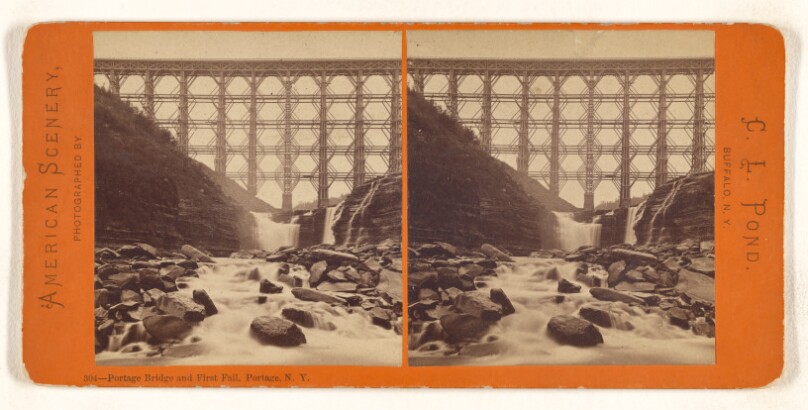 Portage Bridge and First Fall, Portage, N.Y.