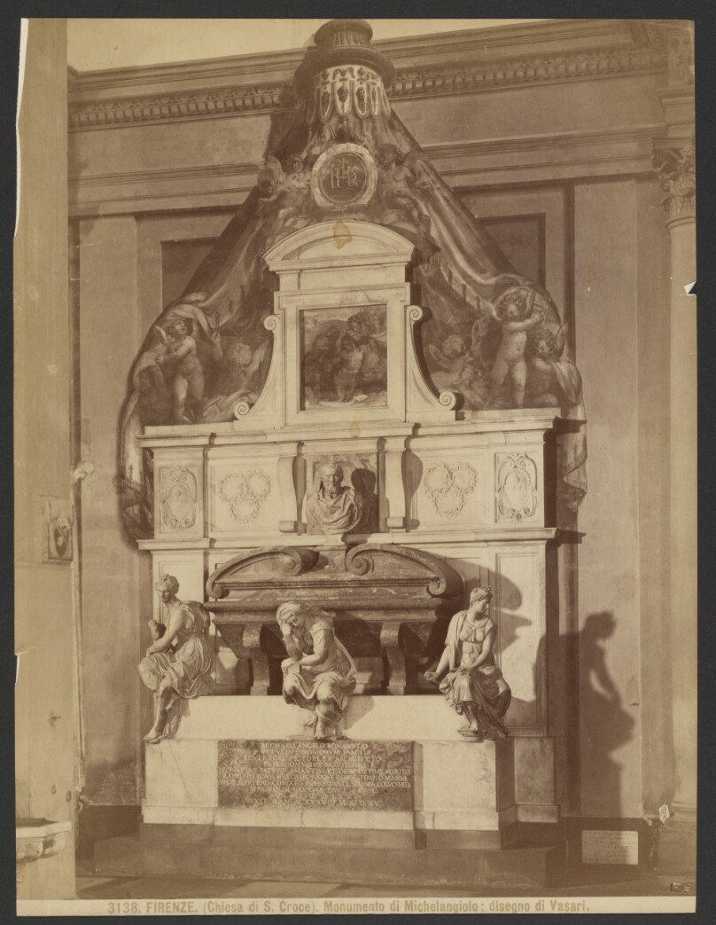 Firenze (Chiesa di Santa Croce). Monumento di Michelangelo; disegno di Vasari