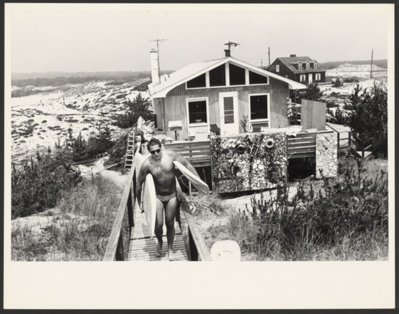 Julian Schnabel with surf boards, Amagansett, Long Island