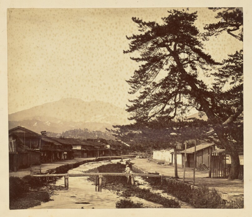 [Footbridges in an unidentified Japanese village]